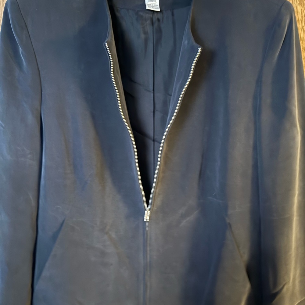 Jones New York Black Silk Collarless Zip Jacket size 16 - Picture 5 of 7